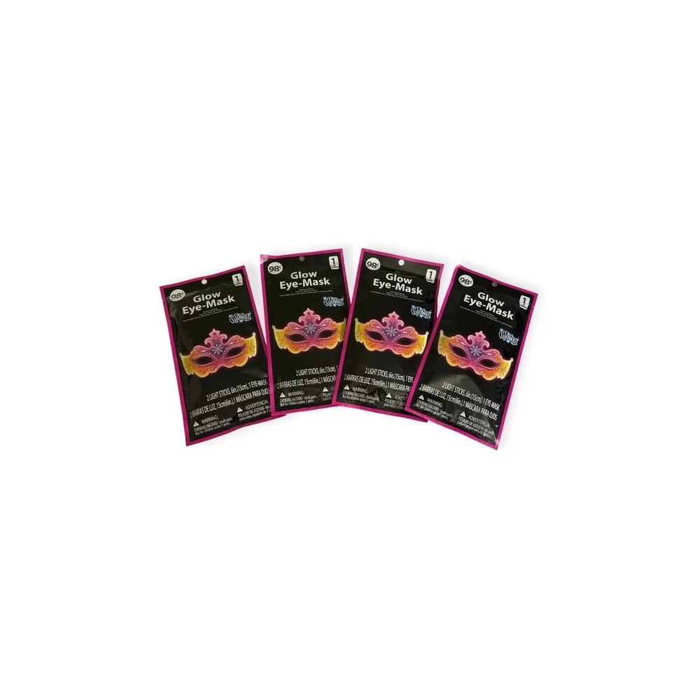 4 Pack Kids 8+ Glow Eye Mask Masquerade Light Sticks Party Favors Pink Purple